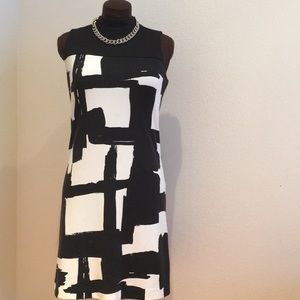 Donna Morgan black white ponte dress
